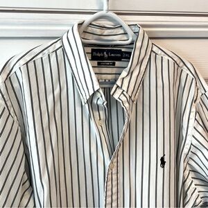 XL Ralph Lauren black & white struped button down shirt